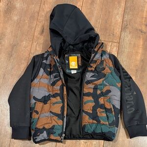 Timberland Camouflage Hooded Jacket with Black Sleeves